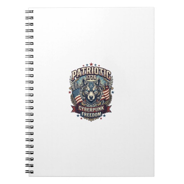 Patriotic Ai Freedom Wolf Cyberpunk Future Freedom Notebook (Front)