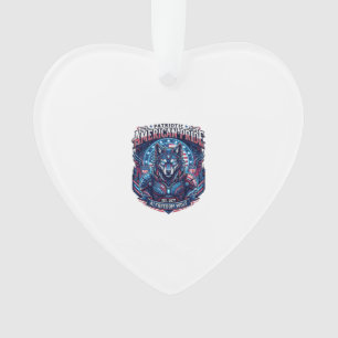 Patriotic Ai Freedom Wolf Cyberpunk Future Freedom Ornament