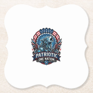 Patriotic Ai Freedom Wolf Cyberpunk Future Freedom Paper Coaster