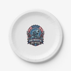 Patriotic Ai Freedom Wolf Cyberpunk Future Freedom Paper Plate