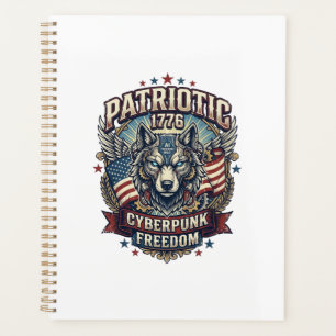 Patriotic Ai Freedom Wolf Cyberpunk Future Freedom Planner