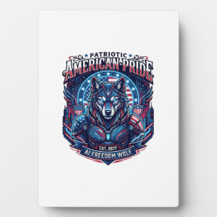 Patriotic Ai Freedom Wolf Cyberpunk Future Freedom Plaque