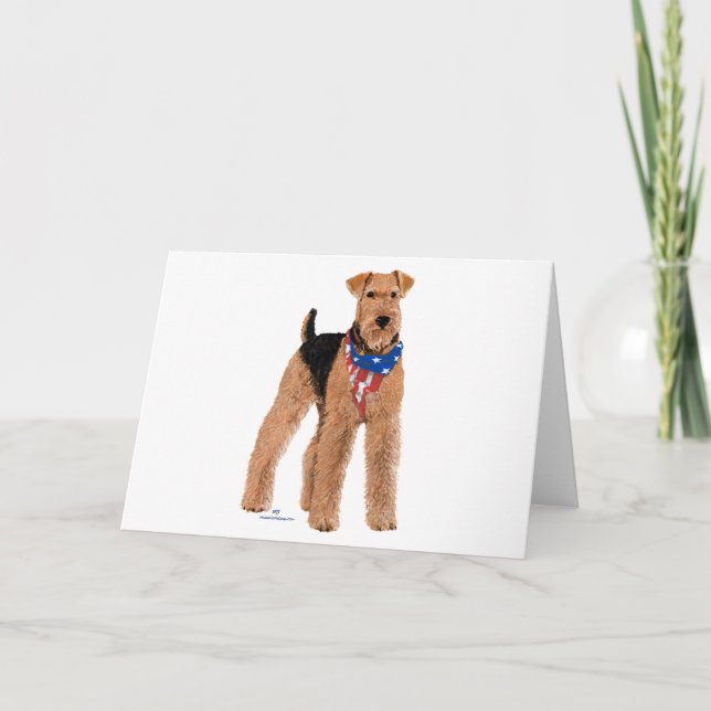 Patriotic Airedale Terrier Card (Front)