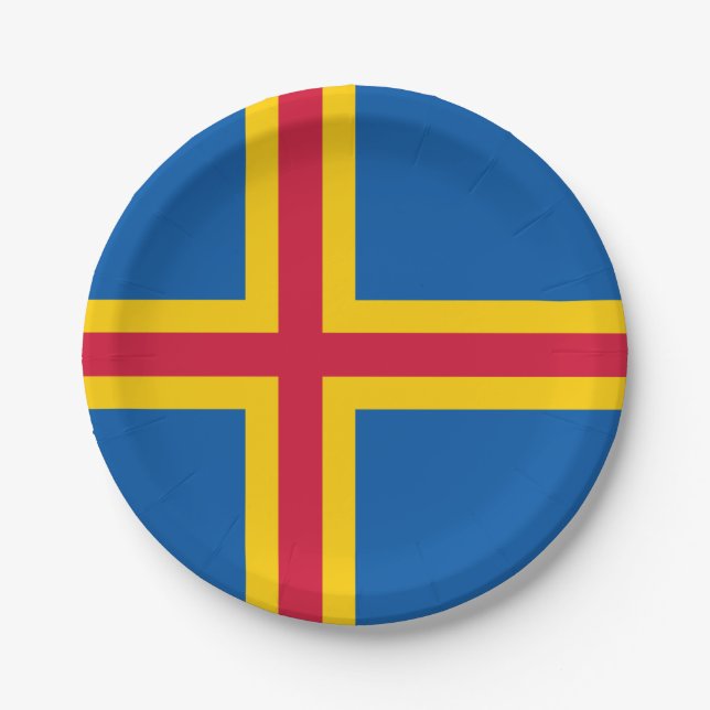 Patriotic Åland Islands Flag Paper Plate (Front)