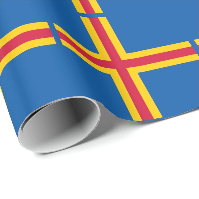 Patriotic Åland Islands Flag Wrapping Paper (Roll Corner)