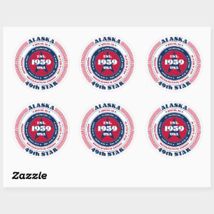 Patriotic Alaska Circle Design Sticker
