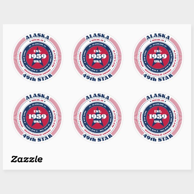 Patriotic Alaska Circle Design Sticker (Sheet)