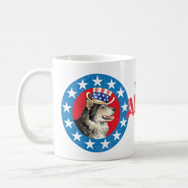 Patriotic Alaskan Malemute Coffee Mug (Left)