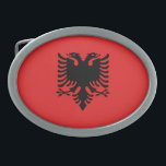 Patriotic Albanian Flag Oval Belt Buckle<br><div class="desc">The national flag of Albania.</div>