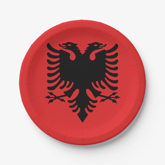 Patriotic Albanian Flag Paper Plate (Front)