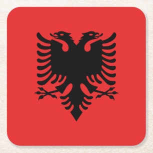 Patriotic Albanian Flag Square Paper Coaster