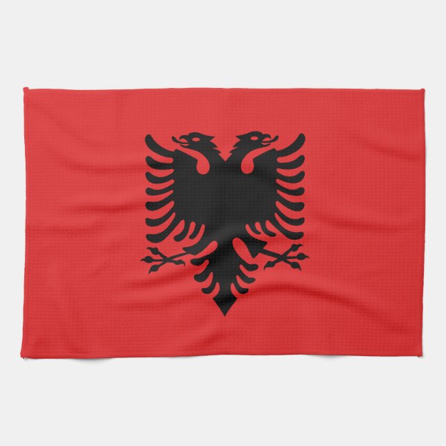 Patriotic Albanian Flag Tea Towel (Horizontal)