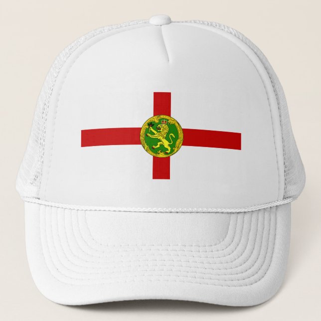 Patriotic Alderney Flag Trucker Hat (Front)