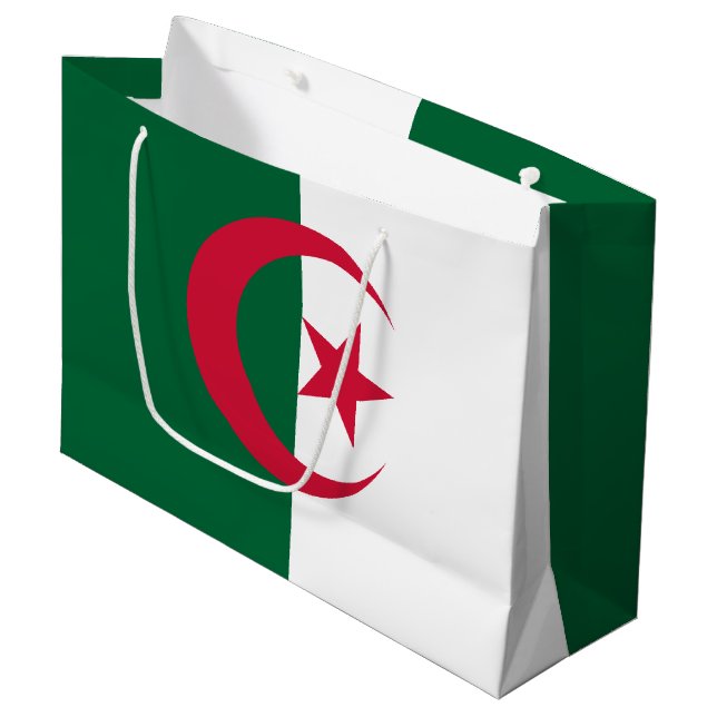 Patriotic Algerian Flag Large Gift Bag (Front Angled)