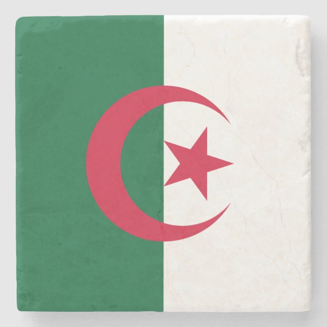 Patriotic Algerian Flag Stone Coaster (Front)