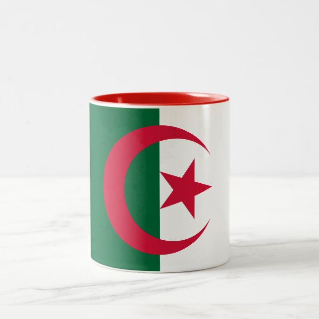 Patriotic Algerian Flag Two-Tone Coffee Mug (Center)