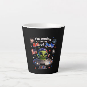 Patriotic Alien 4th of July Fireworks Latte Mug