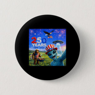 Patriotic Alien Selfie Bigfoot 250th Anniversary 6 Cm Round Badge