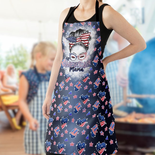 Patriotic All American Mama Messy Bun Apron (Creator Uploaded)