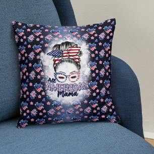 Patriotic All American Mama Messy Bun Cushion