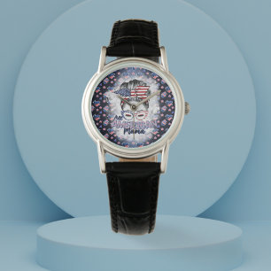 Patriotic All American Mama Messy Bun Watch