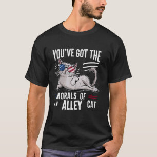 Patriotic Alley Cat with Sunglasses Design T-Shirt