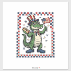 Patriotic Alligator Hot Dog Flag Vintage Shirt Des