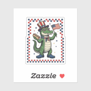 Patriotic Alligator Hot Dog Flag Vintage Shirt Des