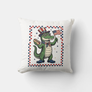 Patriotic Alligator Hot Dog Flag Vintage Shirt Des Cushion