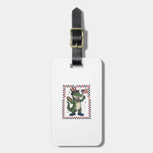 Patriotic Alligator Hot Dog Flag Vintage Shirt Des Luggage Tag