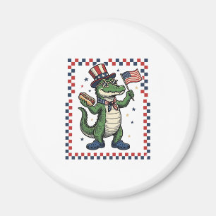 Patriotic Alligator Hot Dog Flag Vintage Shirt Des Magnet