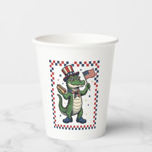 Patriotic Alligator Hot Dog Flag Vintage Shirt Des Paper Cups