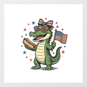 Patriotic Alligator Hot Dog Vintage Vector Shirt (