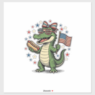 Patriotic Alligator Hot Dog Vintage Vector Shirt (