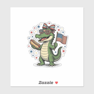 Patriotic Alligator Hot Dog Vintage Vector Shirt (