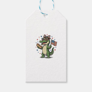 Patriotic Alligator Hot Dog Vintage Vector Shirt ( Gift Tags