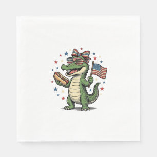 Patriotic Alligator Hot Dog Vintage Vector Shirt ( Napkin