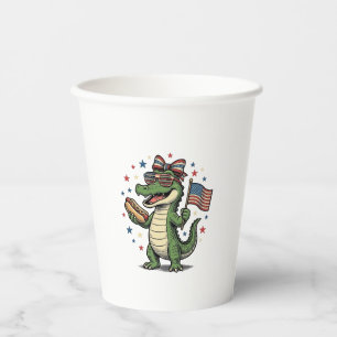 Patriotic Alligator Hot Dog Vintage Vector Shirt ( Paper Cups