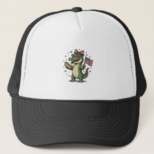 Patriotic Alligator Hot Dog Vintage Vector Shirt ( Trucker Hat