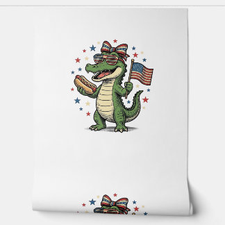 Patriotic Alligator Hot Dog Vintage Vector Shirt ( Wallpaper