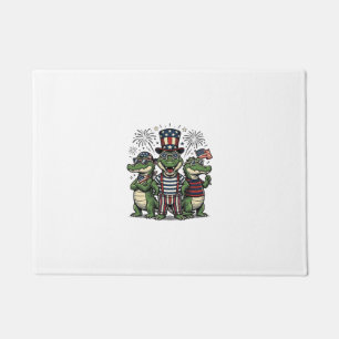 Patriotic Alligator Trio Vintage Fourth of July Sh Doormat