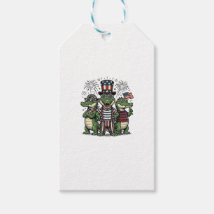 Patriotic Alligator Trio Vintage Fourth of July Sh Gift Tags