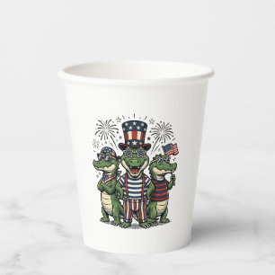 Patriotic Alligator Trio Vintage Fourth of July Sh Paper Cups
