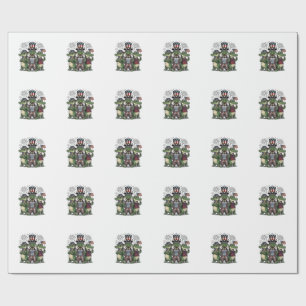 Patriotic Alligator Trio Vintage Fourth of July Sh Wrapping Paper