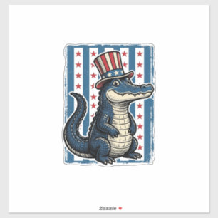 Patriotic Alligator Vintage Engraving Shirt Design
