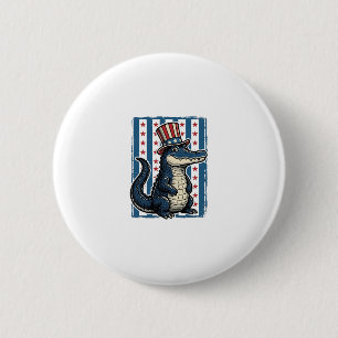 Patriotic Alligator Vintage Engraving Shirt Design 6 Cm Round Badge