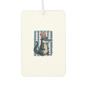 Patriotic Alligator Vintage Engraving Shirt Design Car Air Freshener