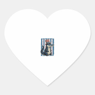 Patriotic Alligator Vintage Engraving Shirt Design Heart Sticker