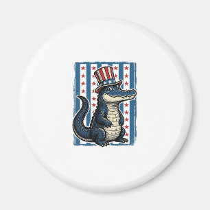 Patriotic Alligator Vintage Engraving Shirt Design Magnet