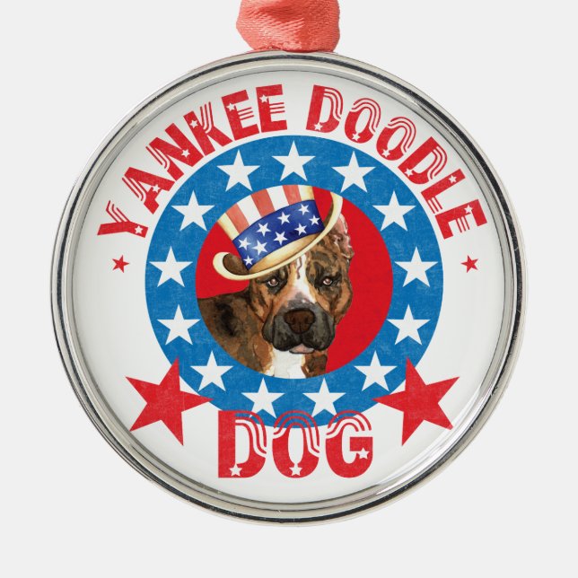 Patriotic Am Staff Metal Tree Decoration (Front)